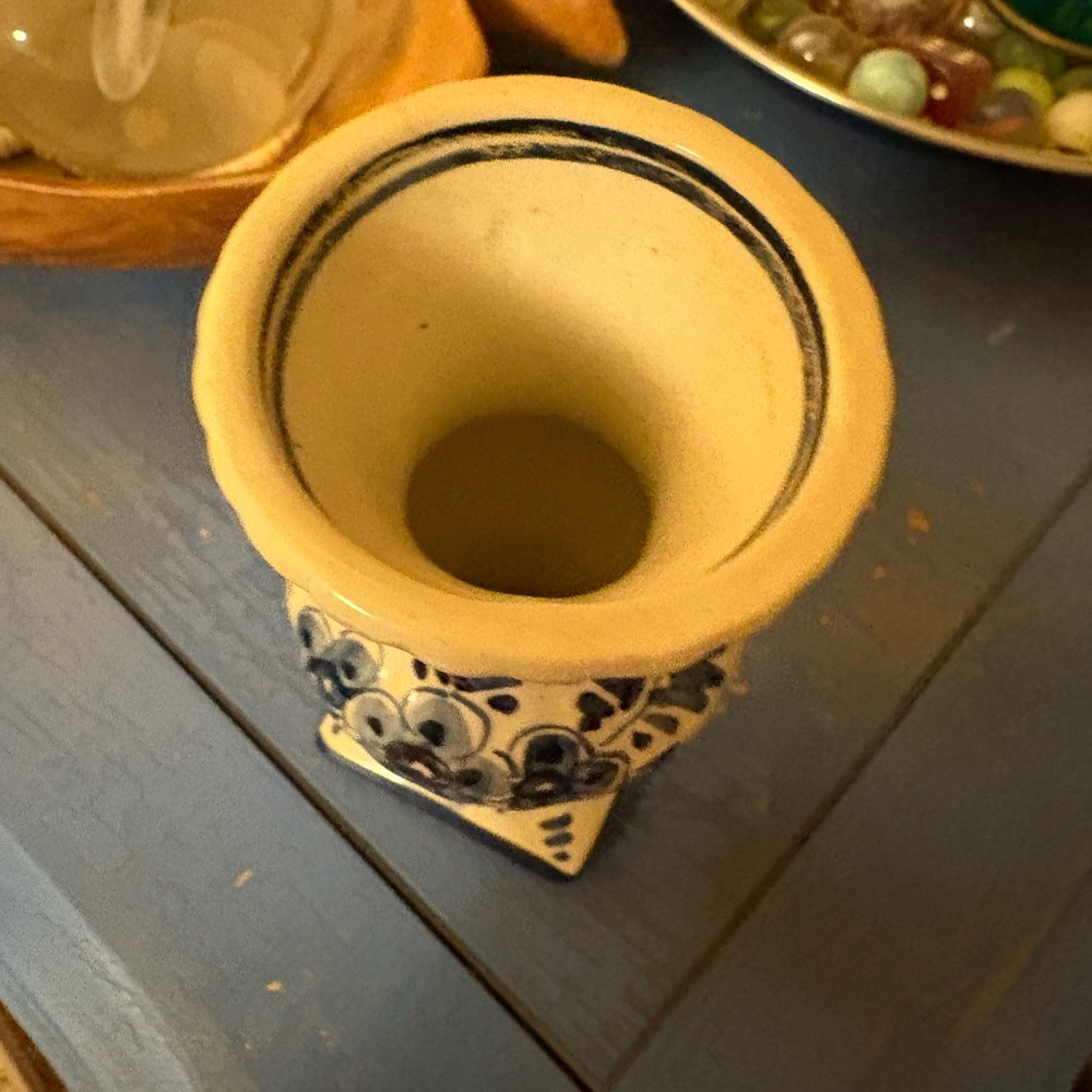 Vintage Delft Blue Hand Painted Holland Vase Netherlands Dutch Flowers Classic - Picture 3 of 5